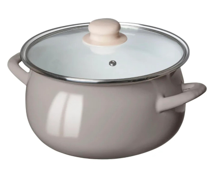 Garnek Altom Garnek emaliowany 22cm z pokrywą szklaną 3,5l taupe